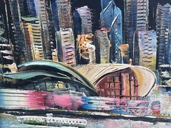 Hong Kong Harbor Original Vivid Color Acrylic on Canvas Painting