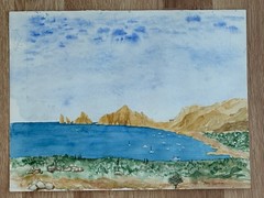 ALICE GUZMAN ORIGINAL WATERCOLOR PAINTING 9″ X 12″ NEW MEXICO ARTIST 1980’S