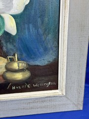 for rockme222 C.1965 Oil on Canvas Stretcher STILL LIFE 20×16 Hazel Wellington