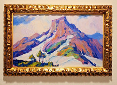 American Southwest Landscape Original Oil Painting Mountain in Ornate Gold Frame
