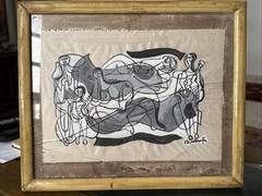 Important Watercolor On Paper , Emiliano Di Cavalcanti, Brazilian Signed, SAMBA