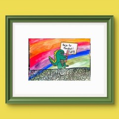 Kaiju For President Original Expressionism Multimedia Abstract 9×12 Paper