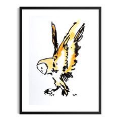 Original Abstract Owl 9×12 Painting Acrylic Wall Art Rustic Birds Home Decor