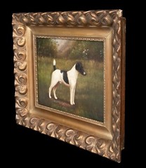 19th Century English Dog Portrait Black & White jack Russell Terrier CROWTHER