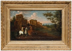 Italian School 18th Century Oil – Riding Through the Ruins