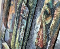 Vtg MCM Religious Oil Painting Abstract Expressionist Mid Century Modern Cross