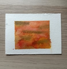 Original ACEO Abstract Watercolor Mini painting On 2.5×3.5in Paper Signed