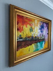 Original painting: Cojimar, remembering his ancestors, Framed 34″ x 42″