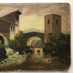 Old ANTIQUE original 1854 OIL PAINTING landscape REALISM naturalism PERIOD FRAME