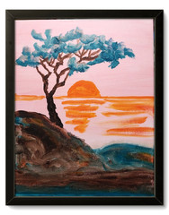 Tree Water 11×14 Modern Expressionistic Original Signed Canvas Art Acrylic BACH