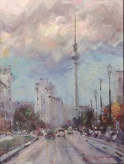 Gerry Miller – „TV Tower Berlin“, acrylic paint. Landscape. 30×40 cm – Without frame.