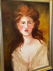 Original Oil Painting Beautiful Celtic Redhead Girl Woman Portrait Framed 31×25