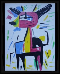 Abstract/Expressionism 9 x 12 Deary Dear Modern Street Art Cartoony Painting