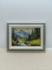 Summer nature Oil painting Original art Waterfall 6 x 4 inches