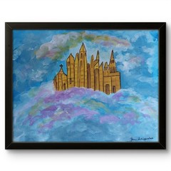 Modern Contemporary 14X11 Signed Colorful Original Art Canvas Heavenly Mansion