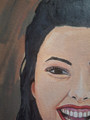 Contemporary Smiling Woman Acrylics 9×12 Canvas Paper