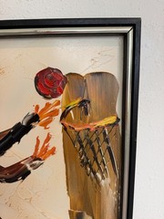 1980 Morris Katz (1931–2010) Original Oil Painting Clown Impasto Palette Knife