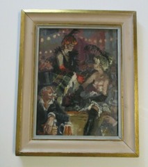 VINTAGE BAR PAINTING ART DECO IMPRESSIONISM CLUB NIGHT LIFE LISTED PRETTY WOMEN