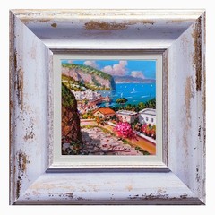 AMALFI PAINTING ITALY „LITTLE ART MEMORIES“ PAINTER SANNINO TOWARD THE VILLAGE