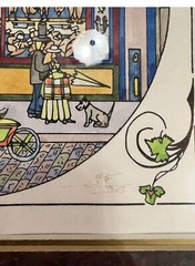 volailler fleuriste Paris 1996 set of 2 water color painting Restaurant decor