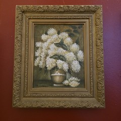 Framed Floral Still Life Painting White Flowers in Vase – Single Piece