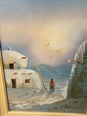 K Mescal Original Oil Painting SW Pueblo Native American Art Vintage 21.5×17”