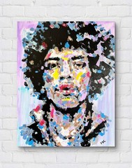 Kempff 16×20 JIMMY HENDRIX Impressionism Handmade Signed Colorful Art Painting