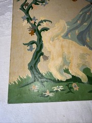 VTG 1950s Paint By Number Little Girl & Kittens Storybook Coquette Art 16×20