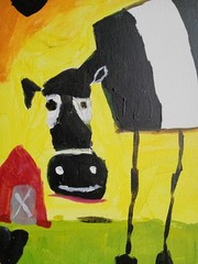 Abstract/Expressionism 11×14 Tall CowOne of a Kind Colorful Street Art Painting