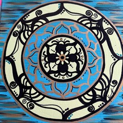 Original Kayla Braden “Sincerity” Teal Acrylic Mandala Painting on Canvas 🖤
