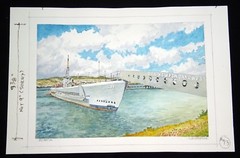 Orig Hawaii Watercolor Painting „U.S.S. Bowfin Pearl Harbor“ by L Segedin #73
