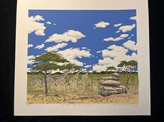 AFRICAN PLAINS Serigraph Print Enrica Marshall Safari Animals Zebra LIMITED /16