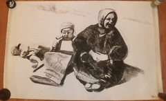 Children For Sale-Warsaw Ghetto W/C Holocaust Painting- 31 x 48- I. L. Winarsky