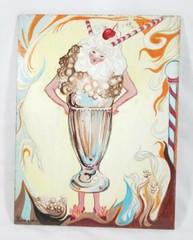 Artist Nakene Q Engle MCM Painting Sandwich Shop Sign Original Evansville