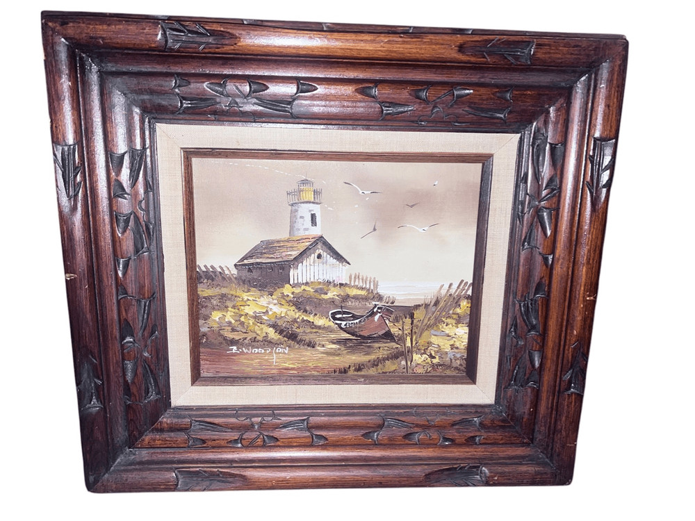 Vintage Original Painting by Everett Woodson Oil on Canvas framed 18x 16