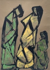 Paul (Mid 20th Century) Fantastic Expressionism Hebrew Artist Gouache Painting