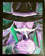 Cowboy Smoking Original Canvas Painting Neoexpressionist Western Portrait 16×20