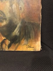 President Theodore Roosevelt & Horse Oil & Canvas Old Paper Political Art Signed