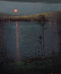 stunning oil painting handpainted on canvas-Moon on the Lake