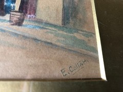 E. Coltam Original Watercolor Middle East Landscape, Signed, Framed 12 3/4″ x 8″