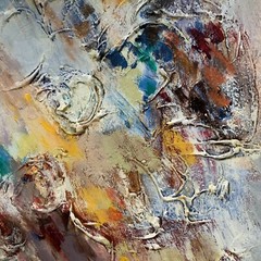 Joy Elaine Praznik RARE Original Signed 2007 “Yes And No “ Oil On Paper Collage
