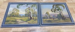 Vintage Landscape Paintings Signed Australian Cattle Countryside1984 Framed