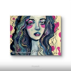 Original Acrylic Painting 14×11 Signed Canvas Art, Expressive Pop Art Portrait