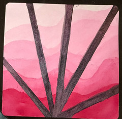 aceo original art glitter watercolor with fine line pen
