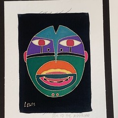 Jane Lewis Original Folk Art Painting Fabric Abstract Mask Ode to the Austrian