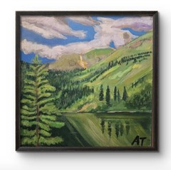 Contemporary Modern Idaho Mountain 8×8 Wood Canvas Painting