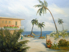 Key Largo Florida original 9×12 oil painting by Celene Farris, A Virtual Hike