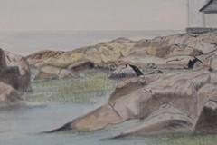 Maine Lighthouse Watercolor Painting Signed Susan Leffler 83