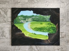 Puerto Rico Fine Art Cueva Ventana Painting by Local Artist 20×16 Oil on Canvas