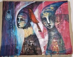 Acrylic On Canvas painting By Carlos Cesar cuban art 41×30 In T A Drog O Light